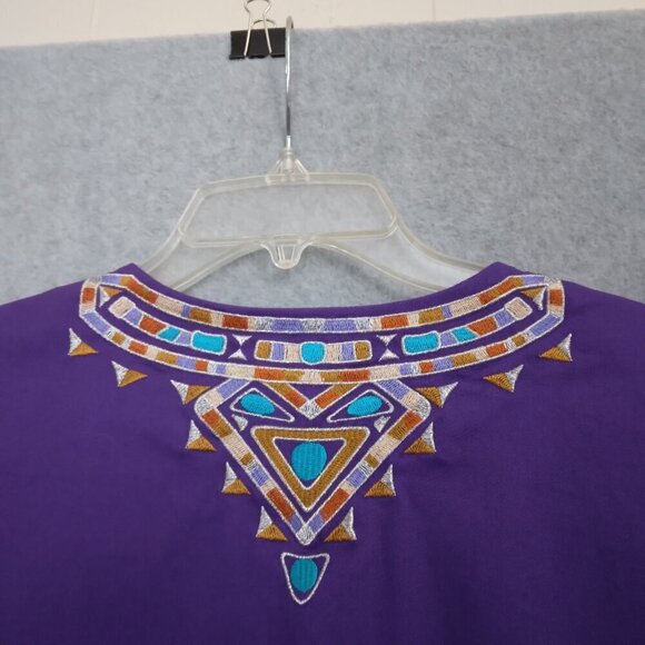 Bob Mackie | Santa Fe Dreams Embroidered Jacket 3/4 Sleeves Purple | Size L - Picture 5 of 7